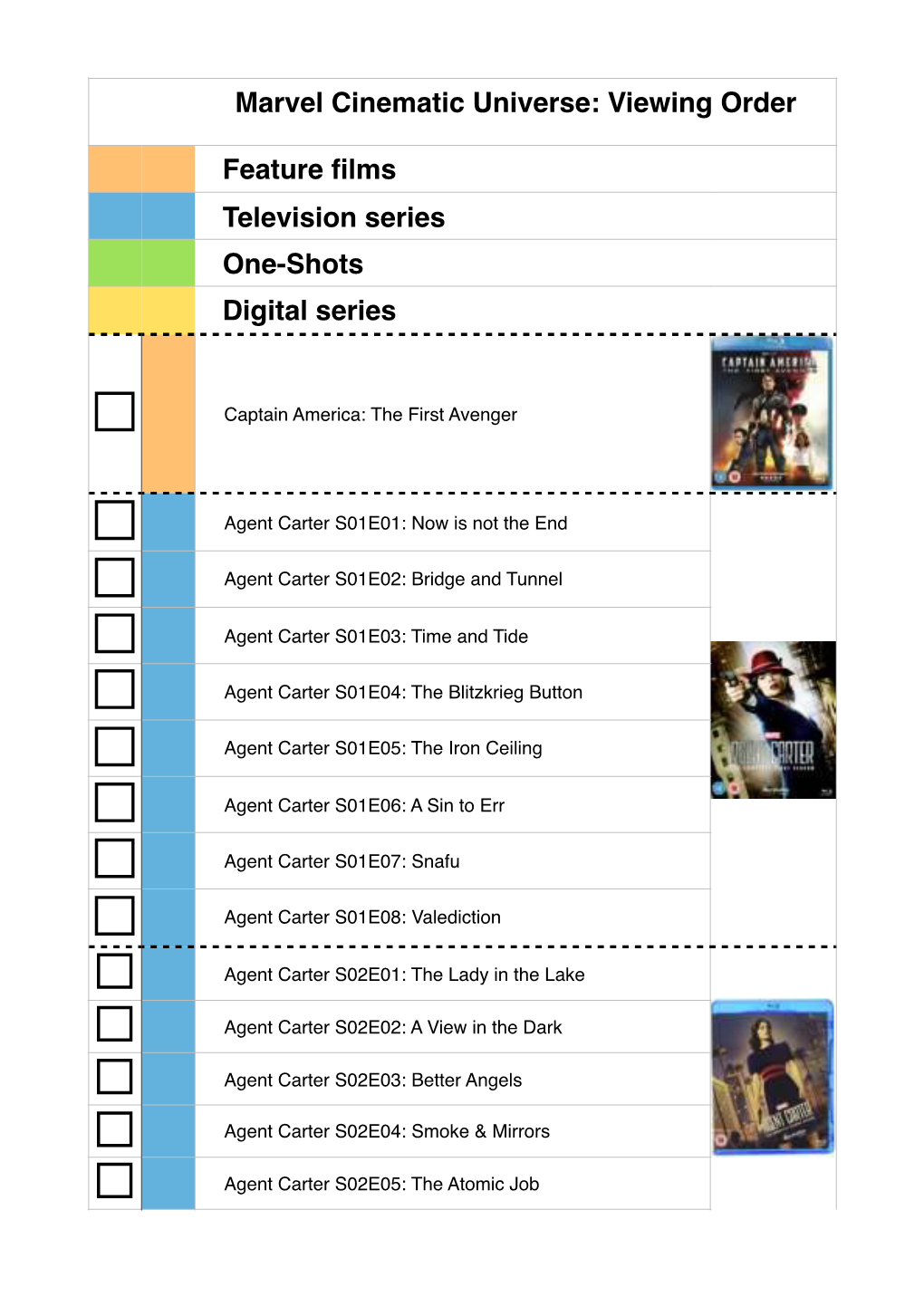 Marvel Cinematic Universe Viewing Order Printer