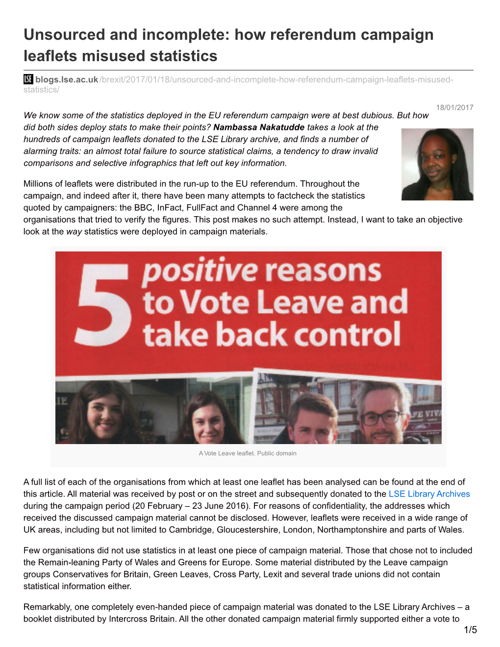 How Referendum Campaign Leaflets Misused Statistics