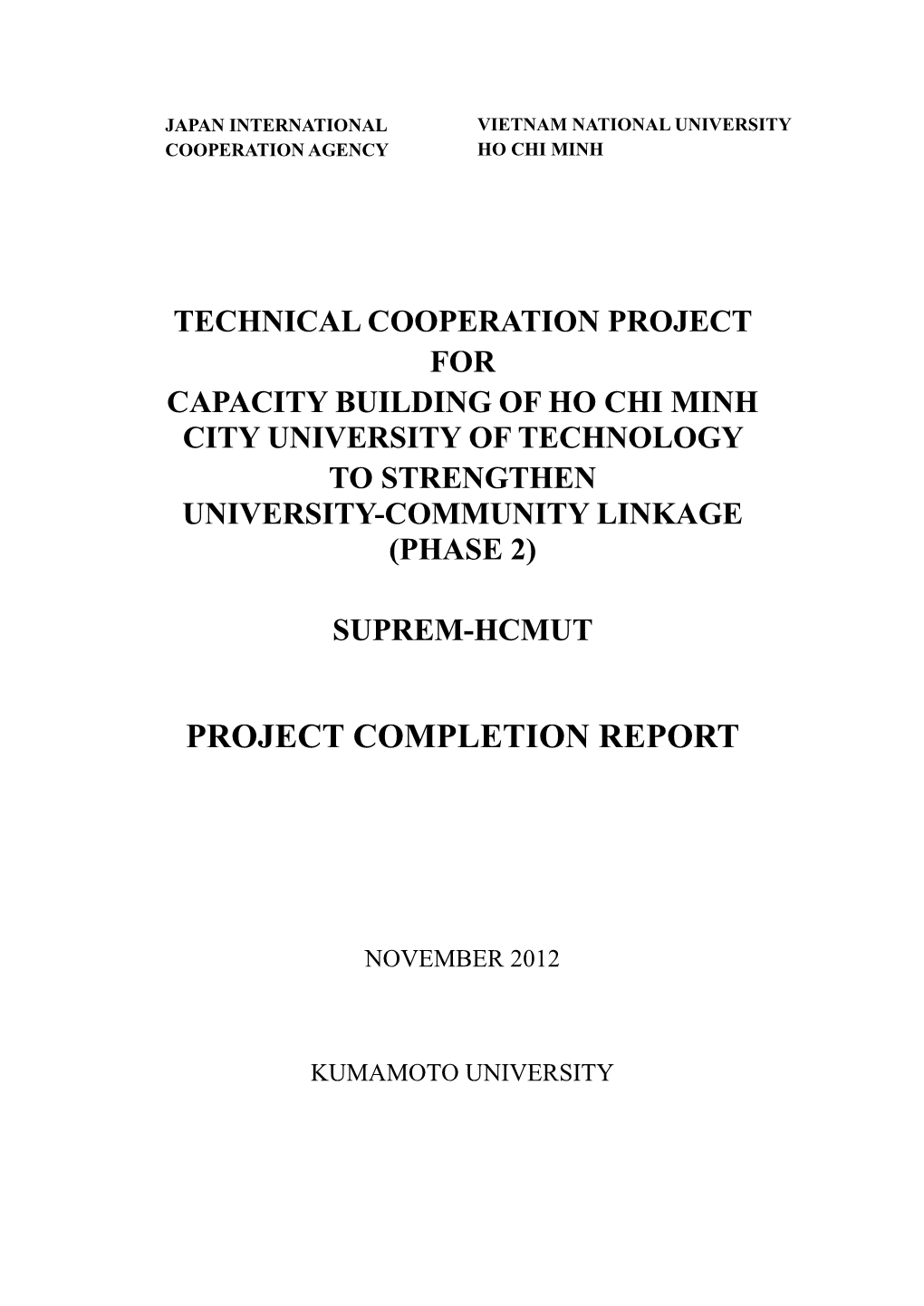 Completion Report (November 2012)