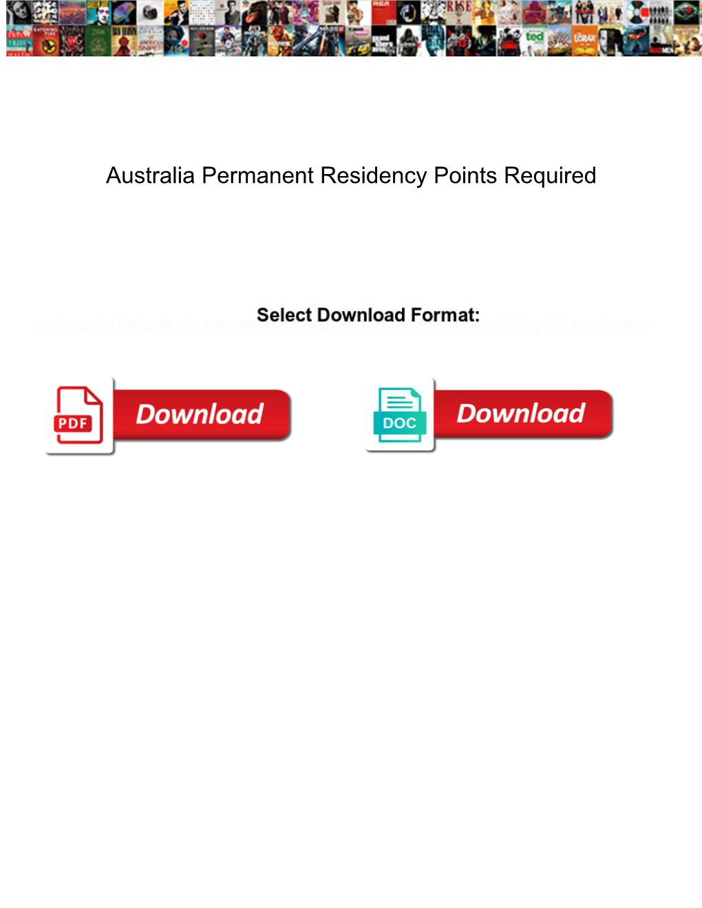 Australia Permanent Residency Points Required