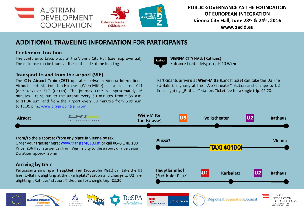 ADDITIONAL TRAVELING INFORMATION for PARTICIPANTS Conference Location