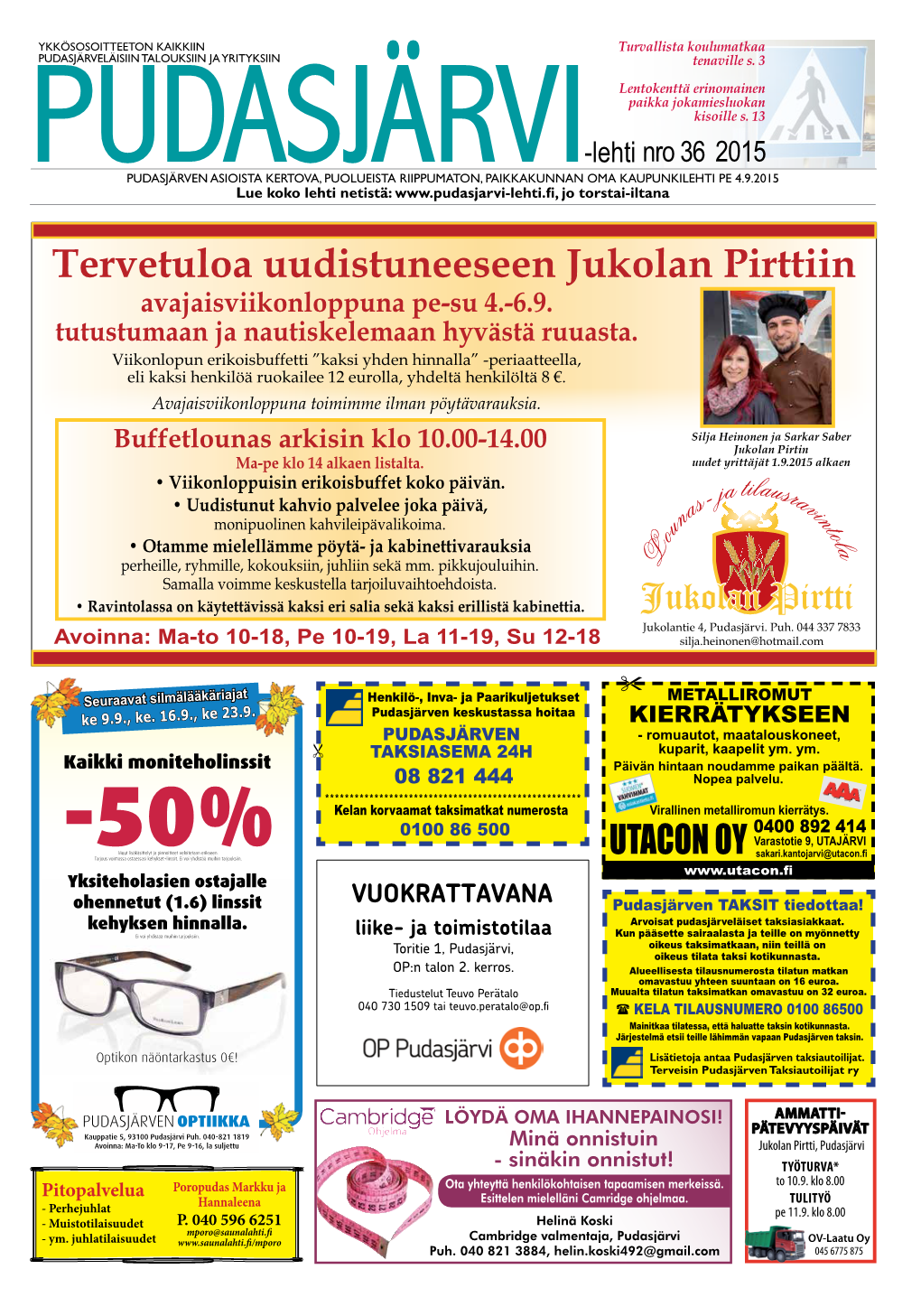 Pudasjärvi-Lehti Nro 36 4.9.2015