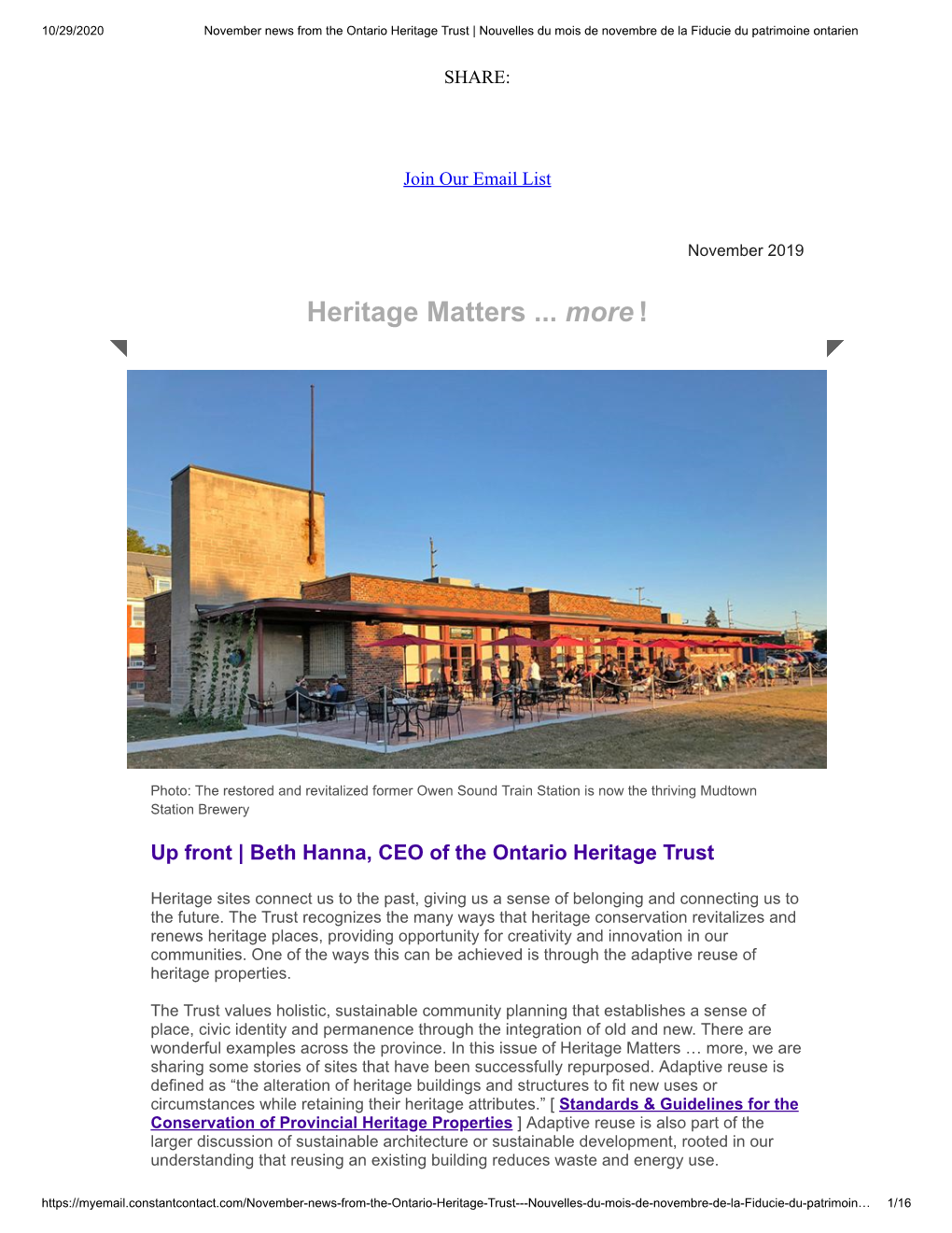 Heritage Matters ... More !