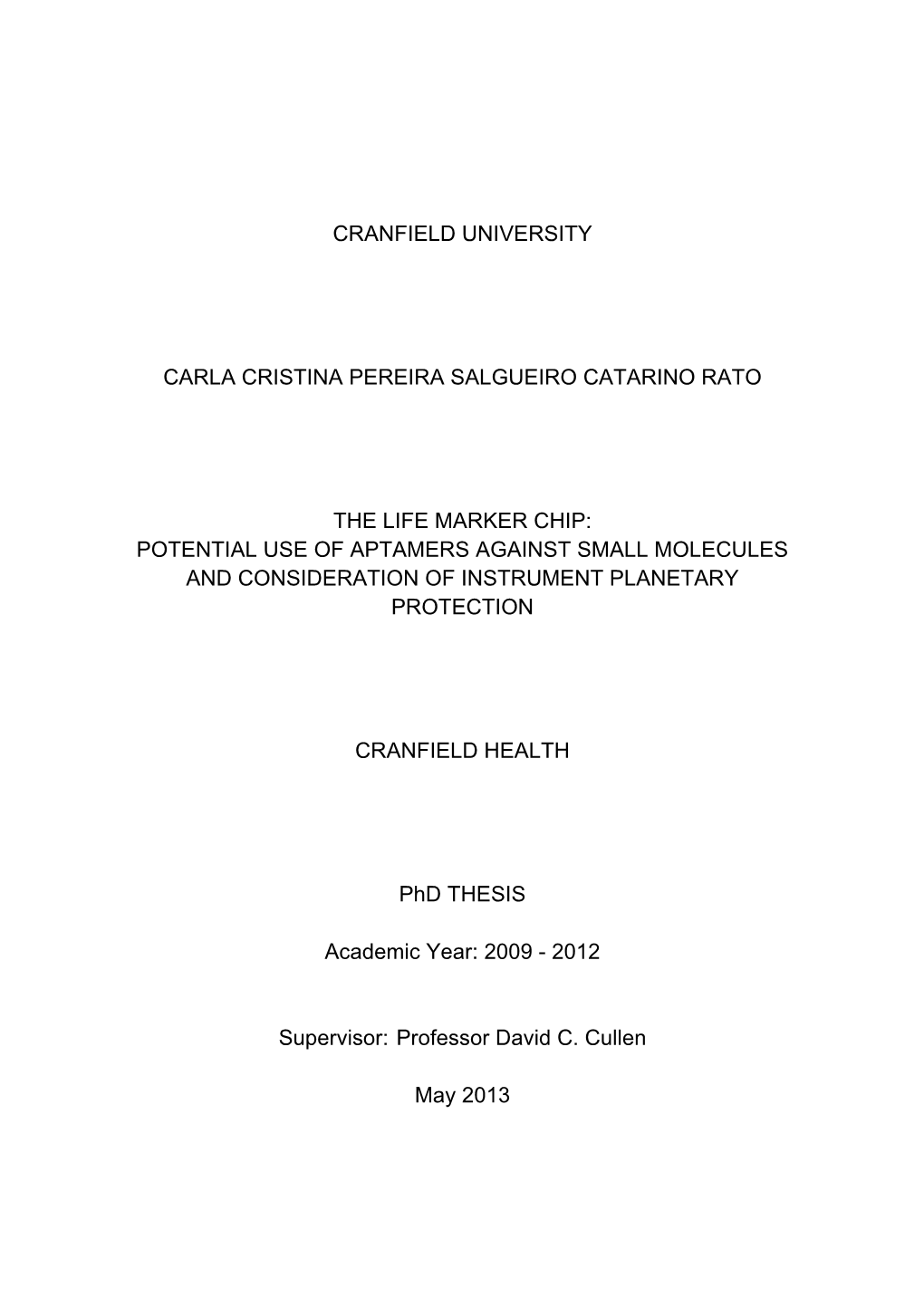 Cranfield University Carla Cristina Pereira Salgueiro