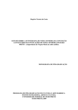 Rogério Vicente Da Costa ESTUDO SOBRE a ICONOGRAFIA DE