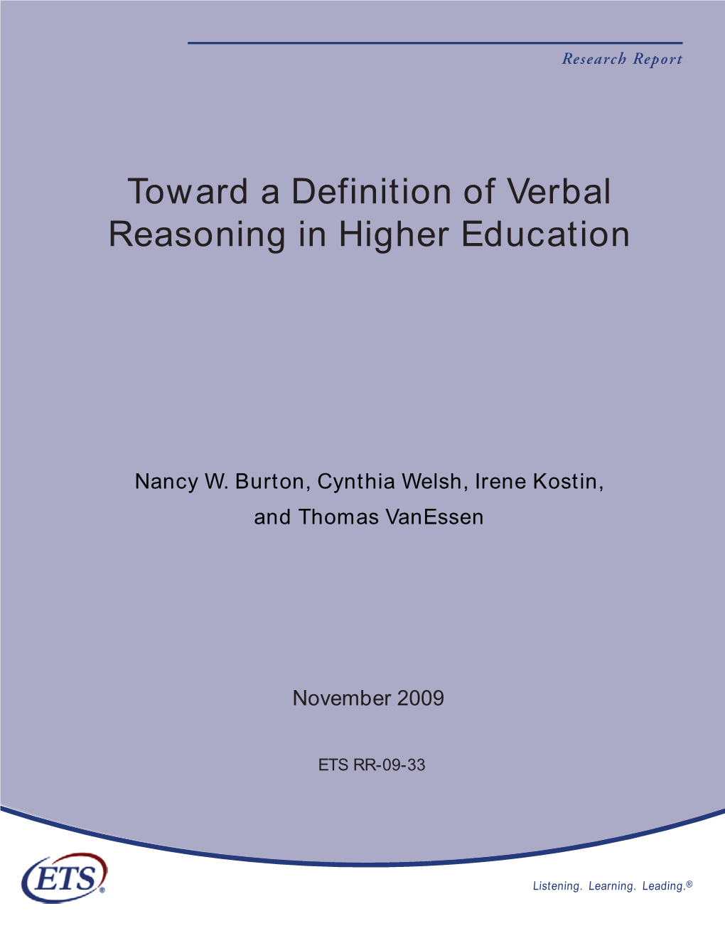 Toward a Definition of Verbal Reasoning in Higher Education