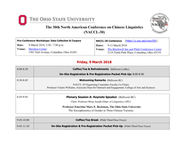 The 30Th North American Conference on Chinese Linguistics (NACCL-30)