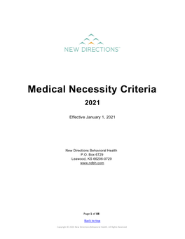 Medical Necessity Criteria 2021