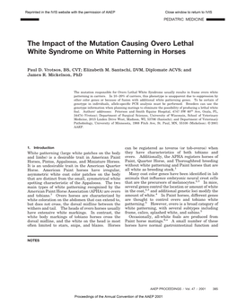 The Impact of the Mutation Causing Overo Lethal White Syndrome on White Patterning in Horses