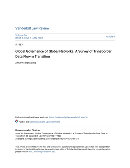 A Survey of Transborder Data Flow in Transition