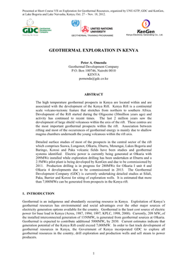 Geothermal Exploration in Kenya