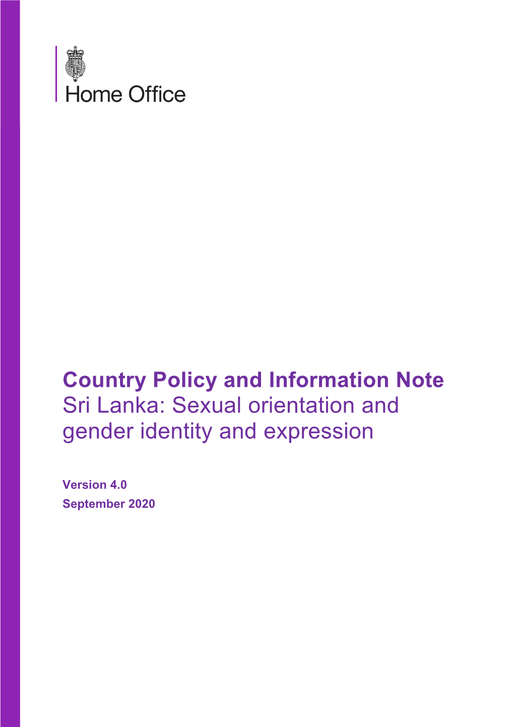 Country Policy and Information Note Sri Lanka: Sexual Orientation and Gender Identity and Expression