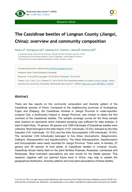 The Cassidinae Beetles of Longnan County (Jiangxi, China): Overview and Community Composition