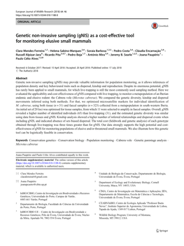 (Gnis) As a Cost-Effective Tool for Monitoring Elusive Small Mammals