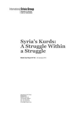 Syria's Kurds: a Struggle Within a Struggle