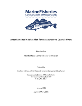 American Shad Habitat Plan for Massachusetts Coastal Rivers