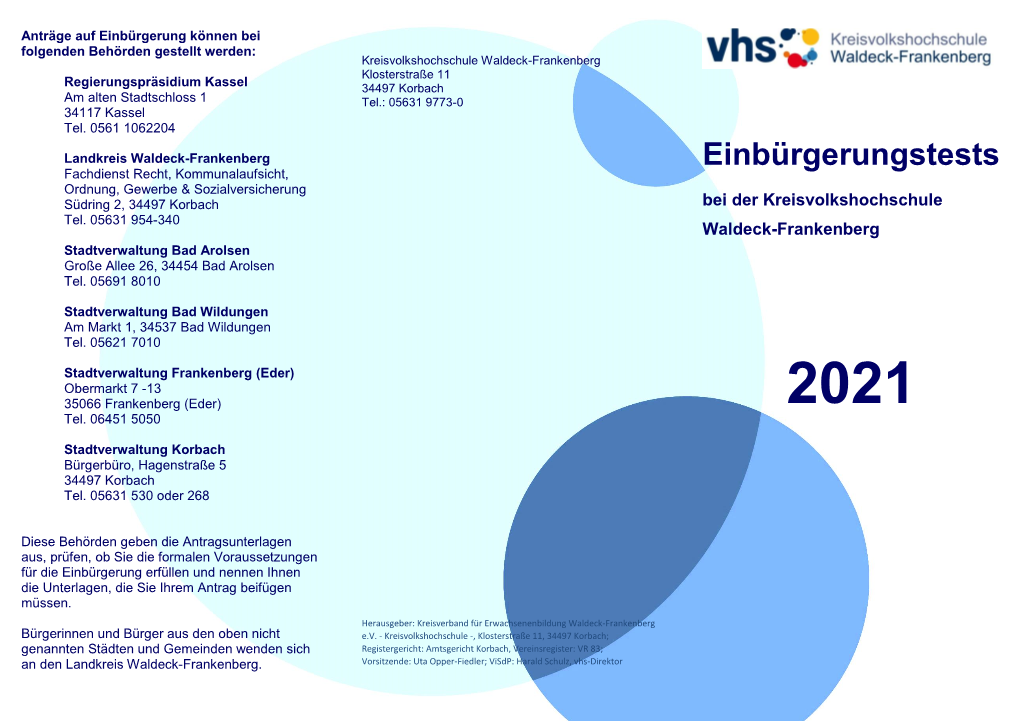 Einbürgerungstests Fachdienst Recht, Kommunalaufsicht, Ordnung, Gewerbe & Sozialversicherung