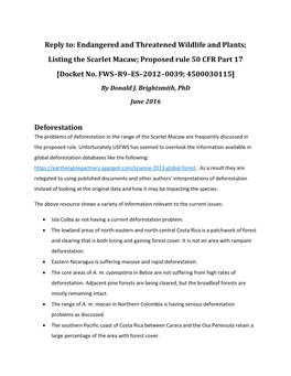 Listing the Scarlet Macaw; Proposed Rule 50 CFR Part 17 [Docket No