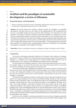 Architect and the Paradigms of Sustainable Development: a Review of Dilemmas