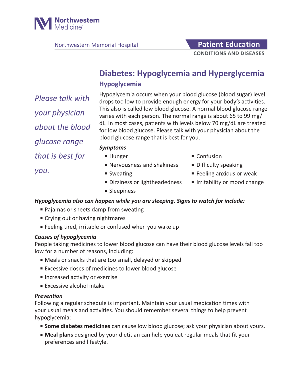 Diabetes: Hypoglycemia and Hyperglycemia