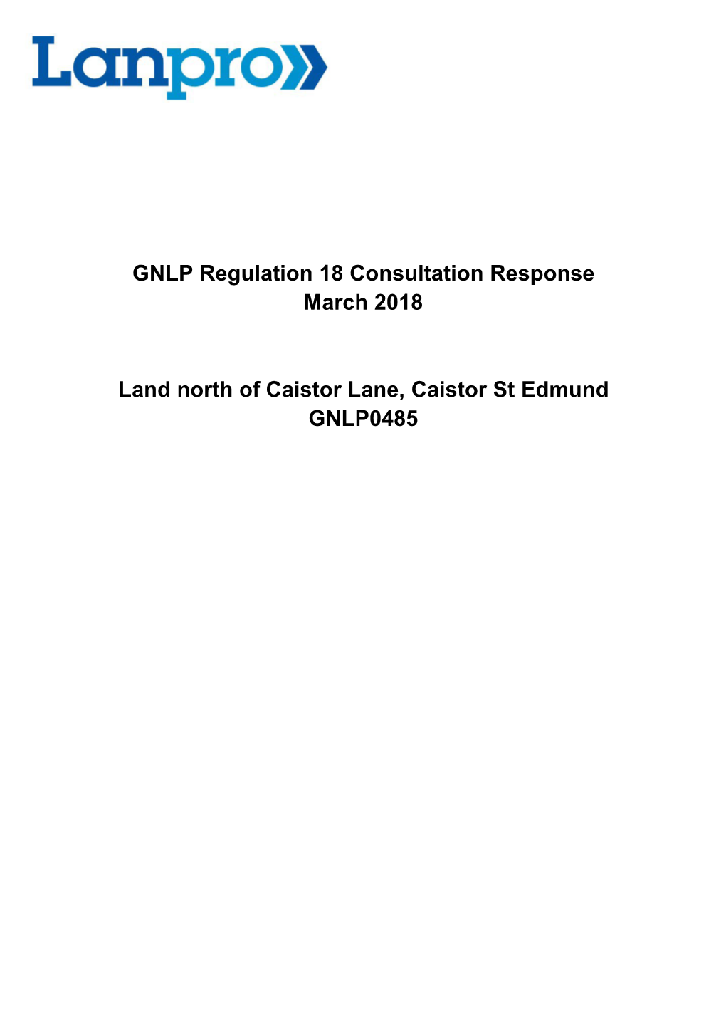 GNLP0485 Caistor St Edmund Representation to GNLP