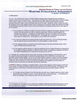 MARITIME INTELLIGENCE Assessement 27 July 2010-CG-TERR-004-10