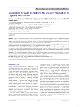 Optimizing Growth Conditions for Digoxin Production in Digitalis Lanata Ehrh