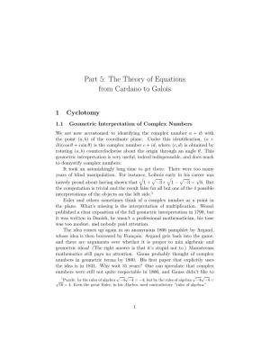Part 5: the Theory of Equations from Cardano to Galois