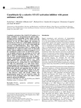 Cucurbitacin Q: a Selective STAT3 Activation Inhibitor with Potent Antitumor Activity