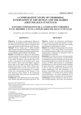 A Comparative Study of Choroidal Innervation in the Human and the Rabbit (Oryctolagus Cuniculus)