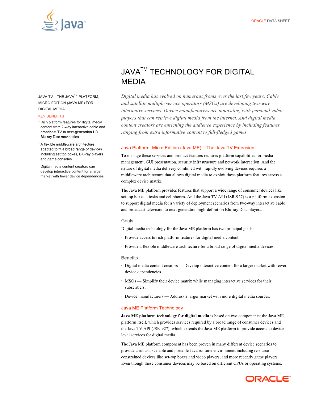 Java Technology for Digital Media