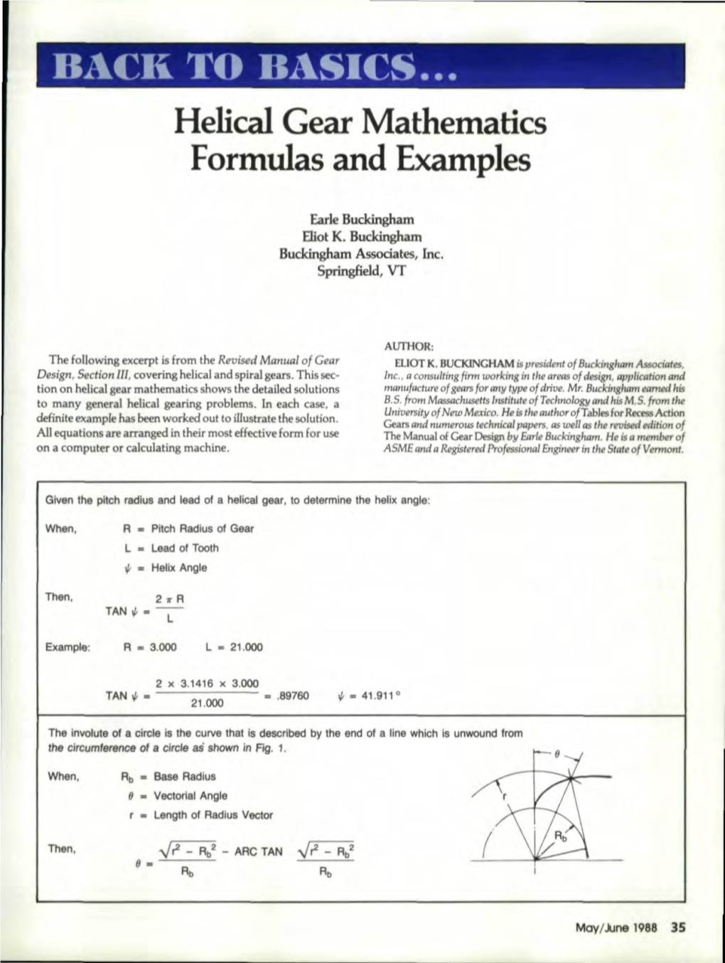 Helical Gear Mathematics Formulas and Examples