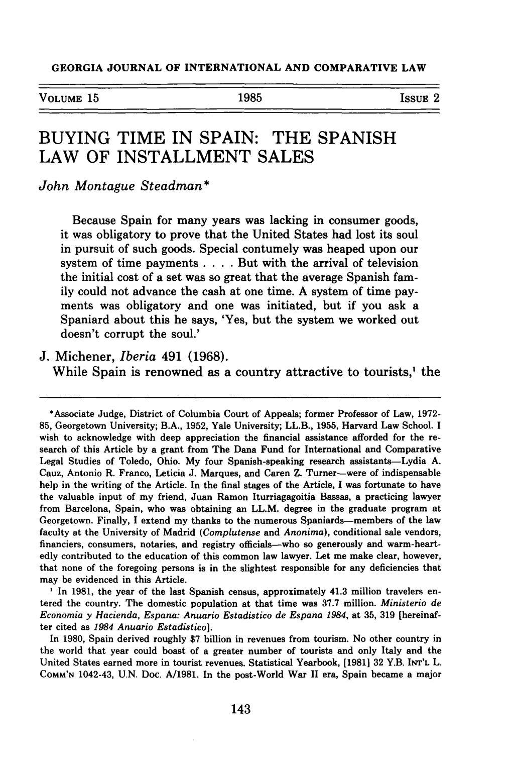 The Spanish Law of Installment Sales