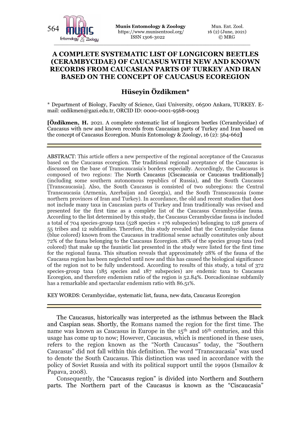 Scope of the Caucasus Ecoregion