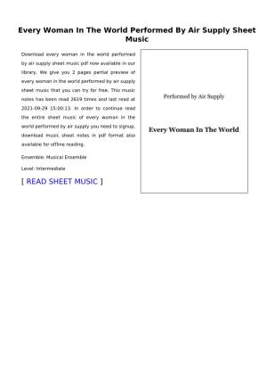 Every Woman in the World Performed by Air Supply Sheet Music