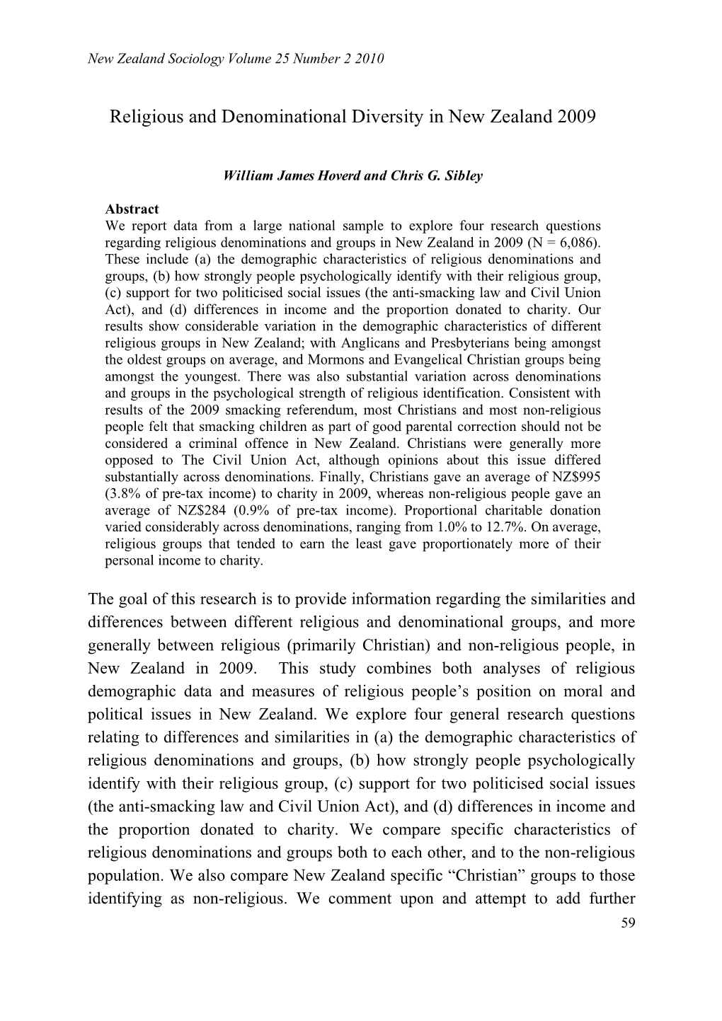 Religious and Denominational Diversity in New Zealand 2009