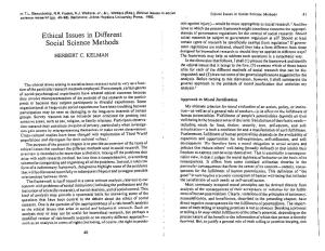 Ethical Issues in Different Social Science Methods