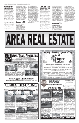 CURBEAU REALTY, INC. 201 Elm St., Penn Yan Real Estate Needs at Bringing Buyers and Sellers Together in the Keuka Lake Area Since 1973
