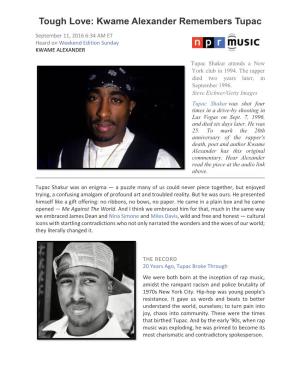 Tough Love: Kwame Alexander Remembers Tupac