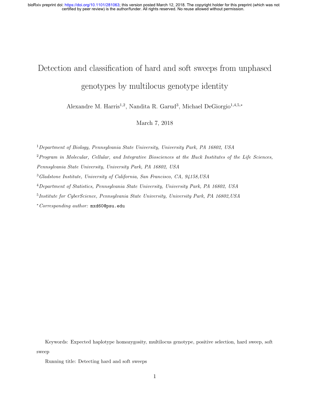 Detection and Classification of Hard and Soft Sweeps From