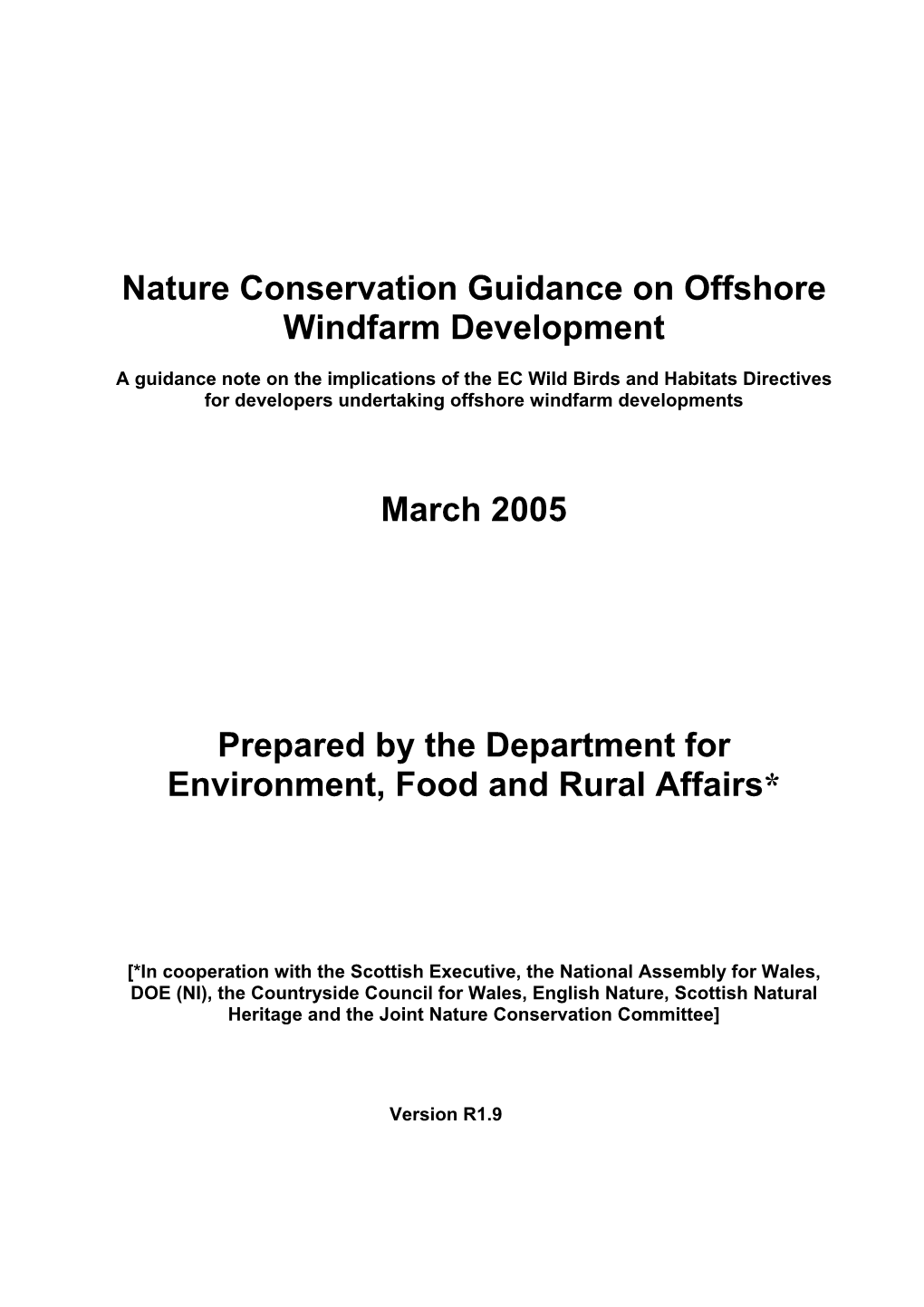 Nature Conservation Guidance on Offshore Windfarm Development