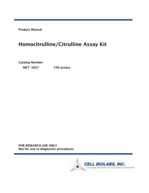 Homocitrulline/Citrulline Assay Kit