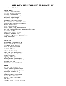 2020 Nacta Horticulture Plant Identification List