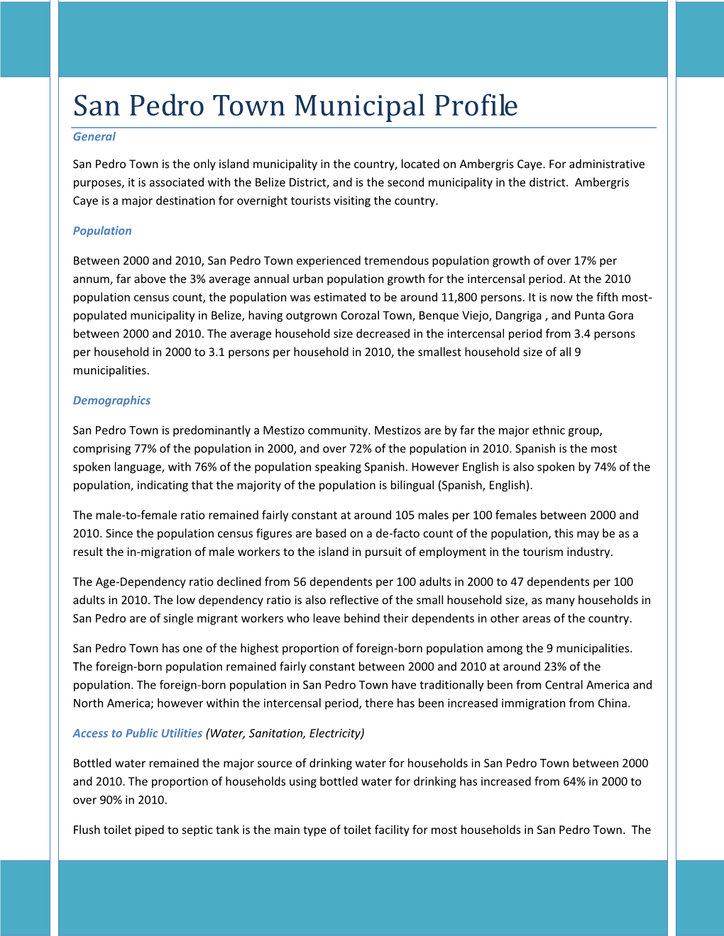 San Pedro Town Municipal Profile