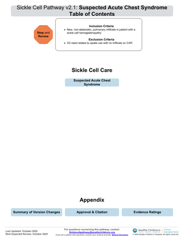 Sickle Cell Pathway V2.1: Suspected Acute Chest Syndrome Table of Contents