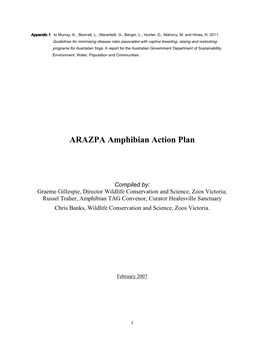 ARAZPA Amphibian Action Plan