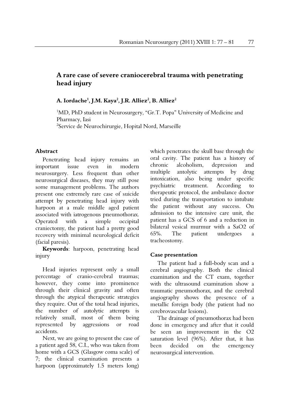 case study craniocerebral trauma