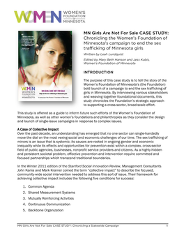 MN Girls Are Not for Sale CASE STUDY: Chronicling the Women's