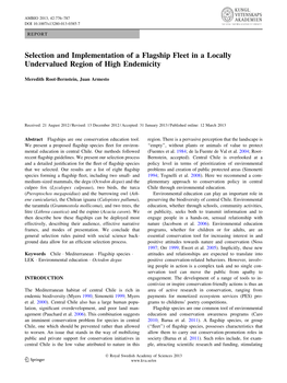 Selection and Implementation of a Flagship Fleet in a Locally Undervalued Region of High Endemicity