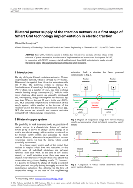 Bilateral Power Supply of the Traction Network As a First Stage of Smart Grid Technology Implementation in Electric Traction